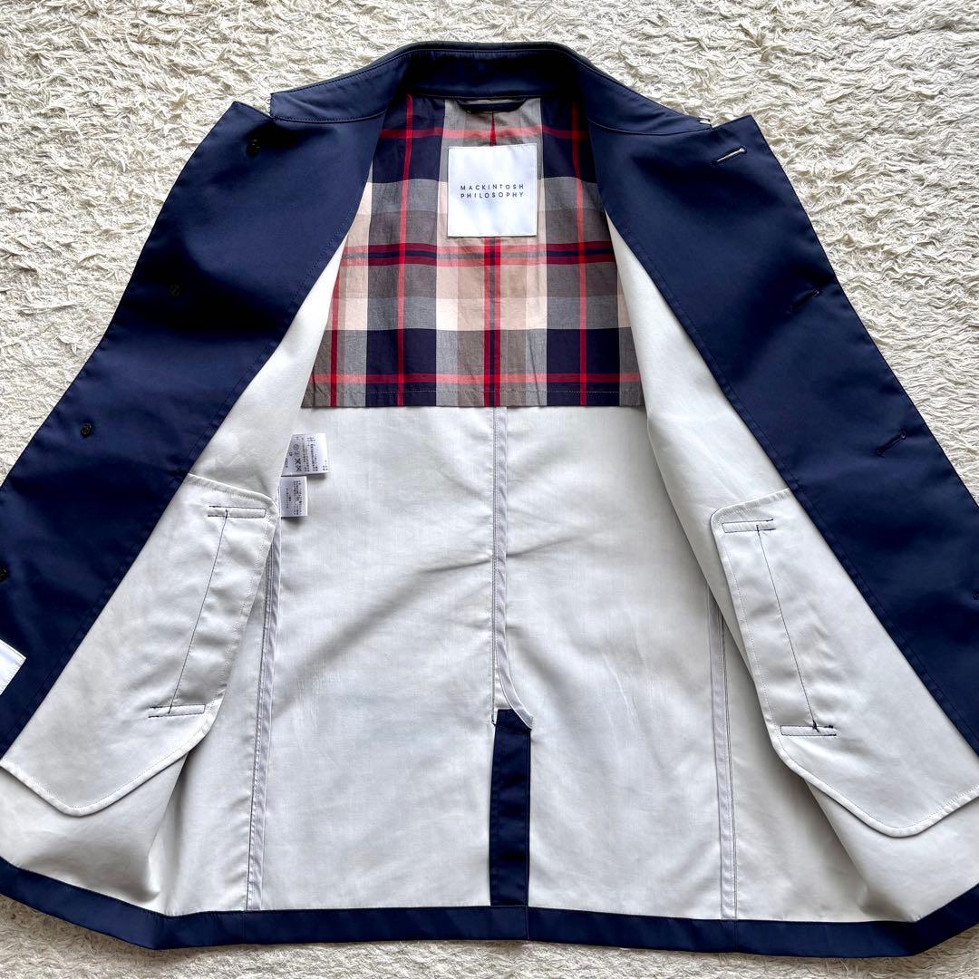 マッキントッシュフィロソフィー ステンカラーコート ゴム引き ネイビー 40