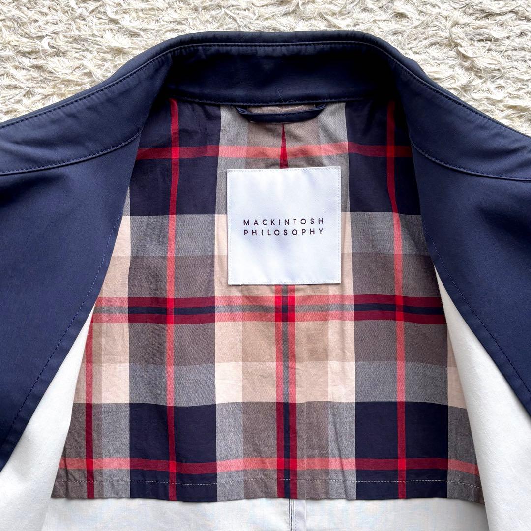 マッキントッシュフィロソフィー ステンカラーコート ゴム引き ネイビー 40