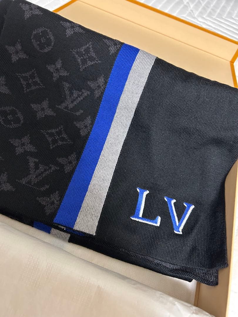 Louis Vuitton マフラー ブラック/ブルー