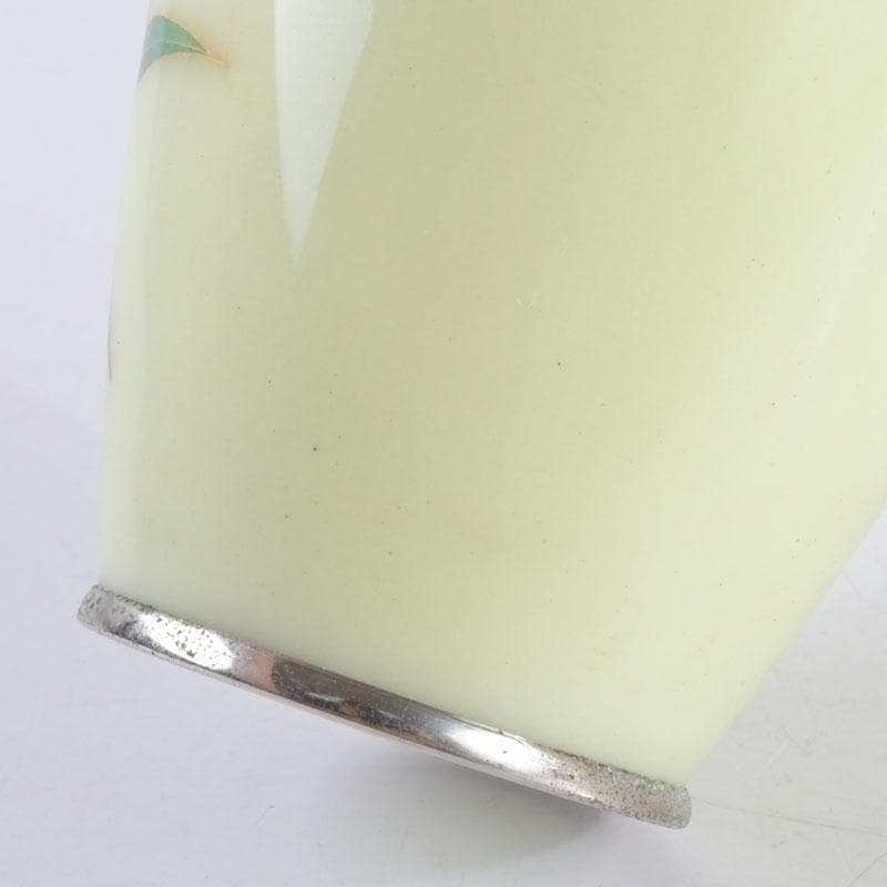 七宝焼　竹文　花瓶　唐木台・時代箱付　V　9462