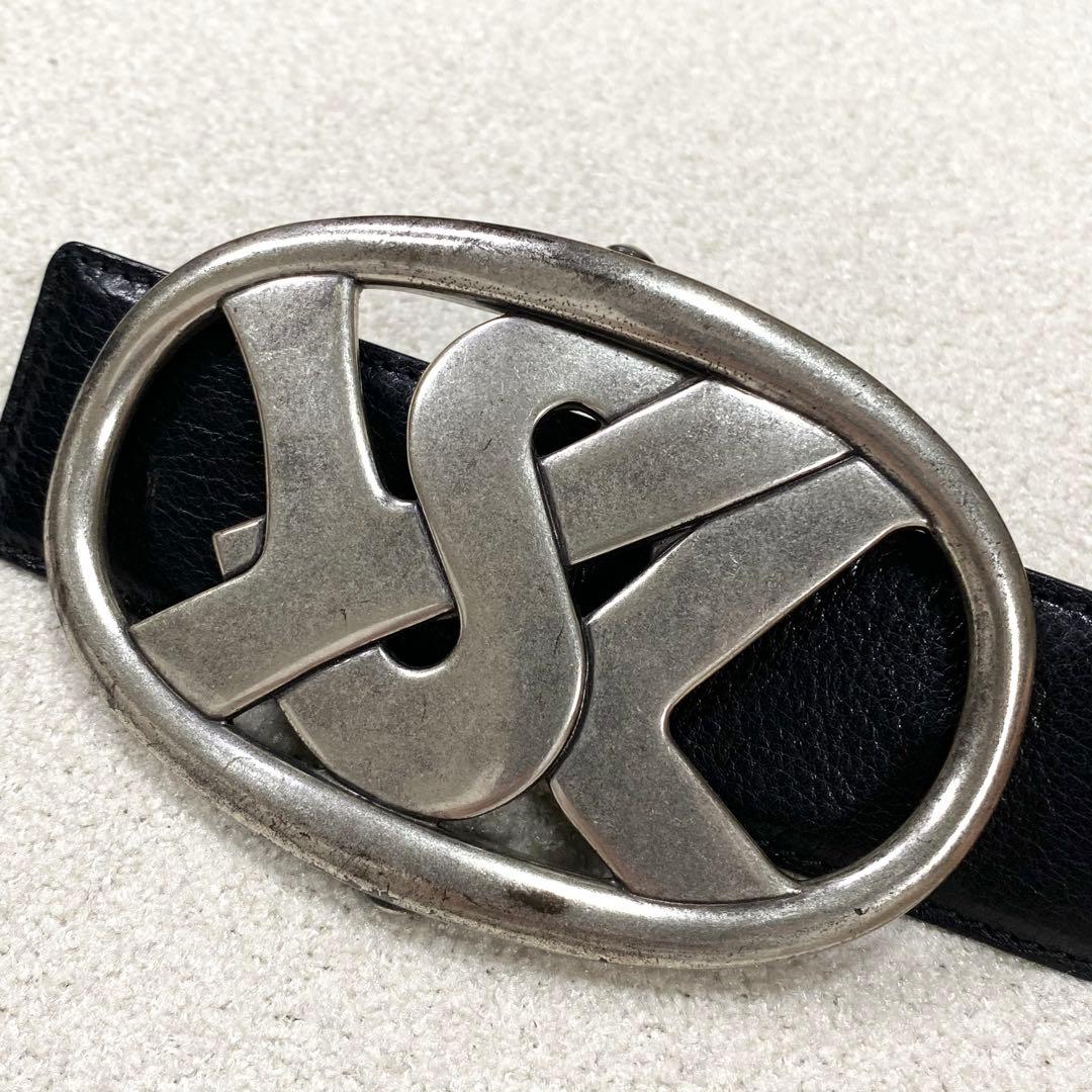 極美品✨イヴサンローラン リヴゴーシュ レザー ベルトYSLロゴバックル 黒