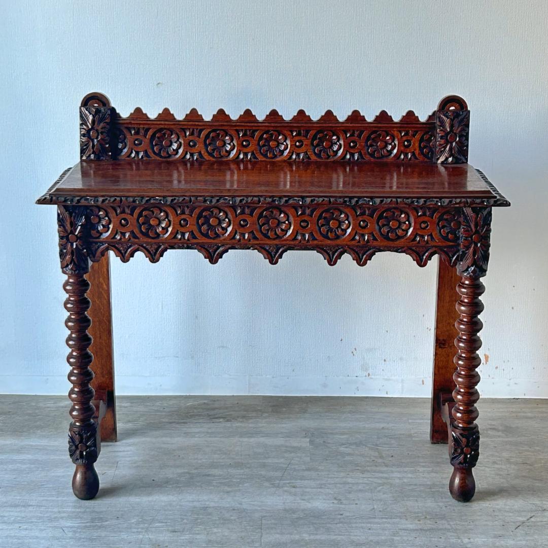 アンティーク 家具 サイドテーブル 手彫り 1880年 イギリス 英国 390A