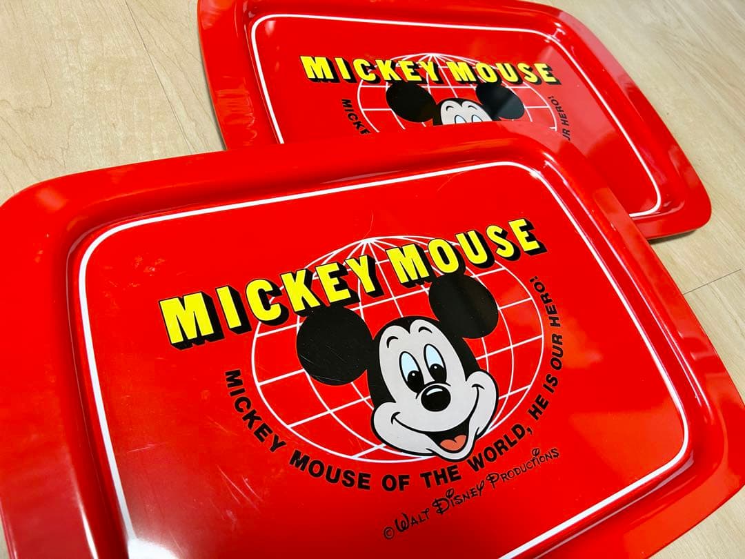 70s〜80s ミッキーマウス 赤 トレイ 2枚セット 美品