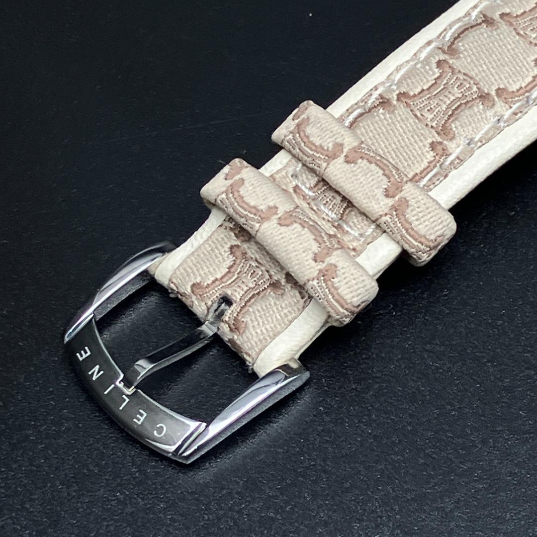 【美品/箱付き/稼働】セリーヌ マカダム シェル文字盤 腕時計 新品電池