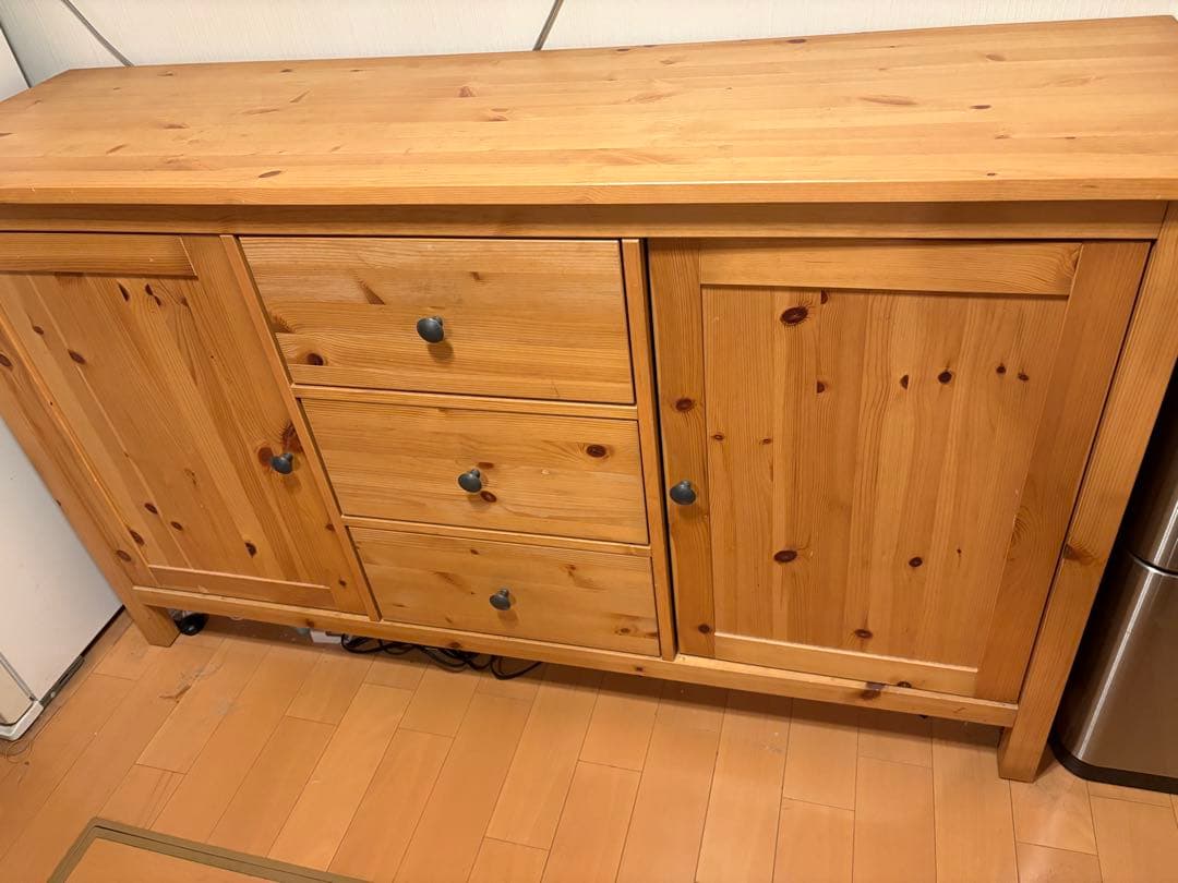 ナチュラルウッド 食器棚 引き出し付き