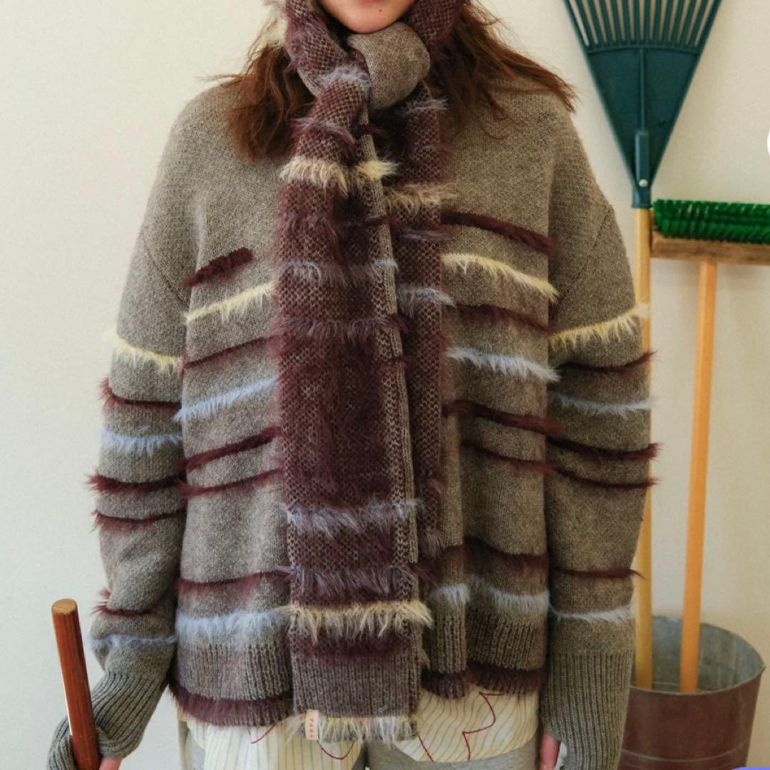 フレットボーダーニットPO/ ブラウンブルーライン