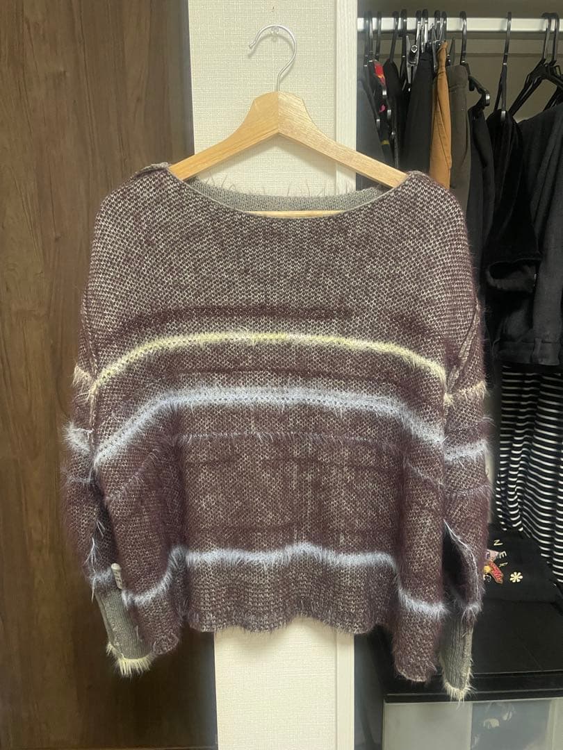 フレットボーダーニットPO/ ブラウンブルーライン