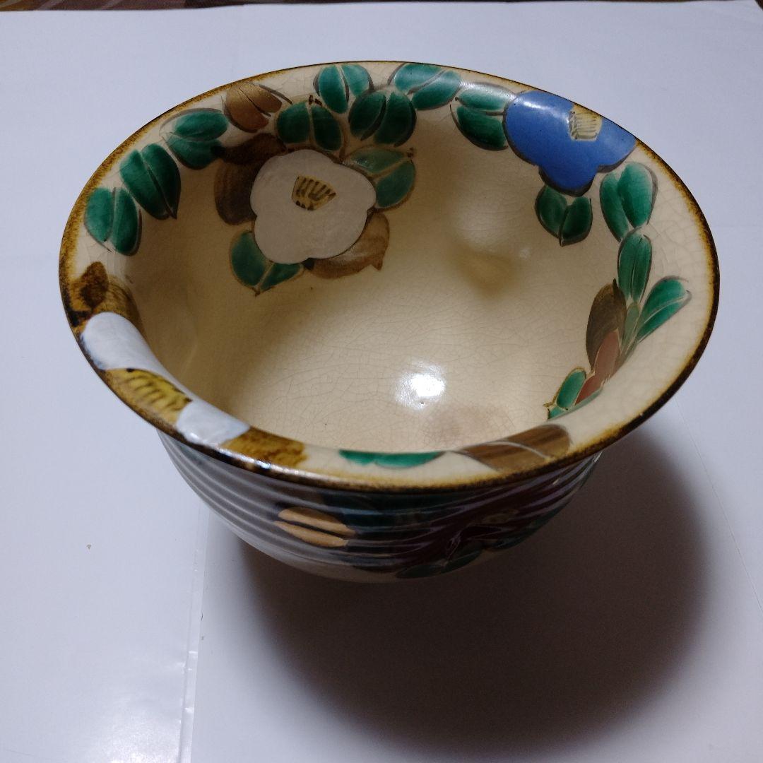 美品！手塚石雲作　平安花鳥窯　花柄陶器中鉢　京焼　茶道具　清水焼