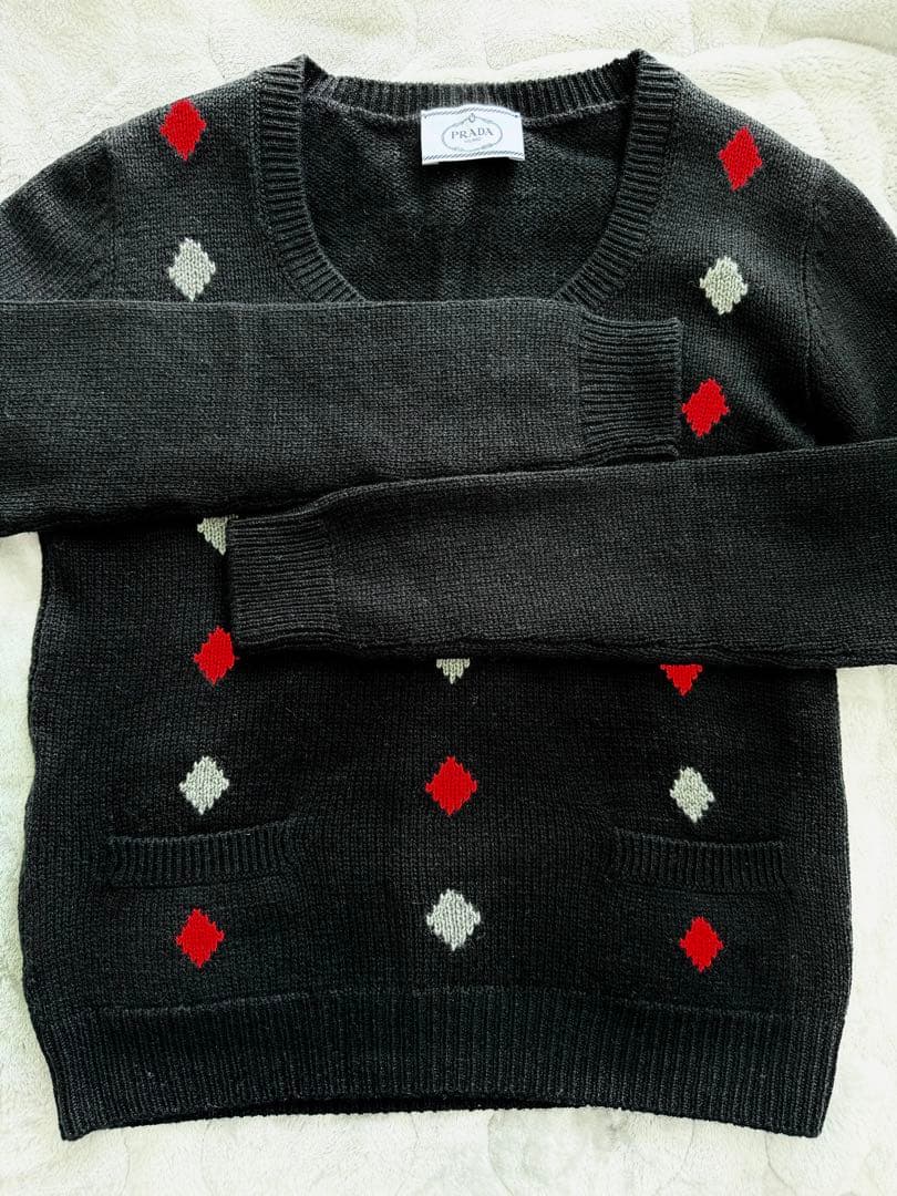 《PRADA》プラダ カシミヤニット ダイヤ柄 ブラック