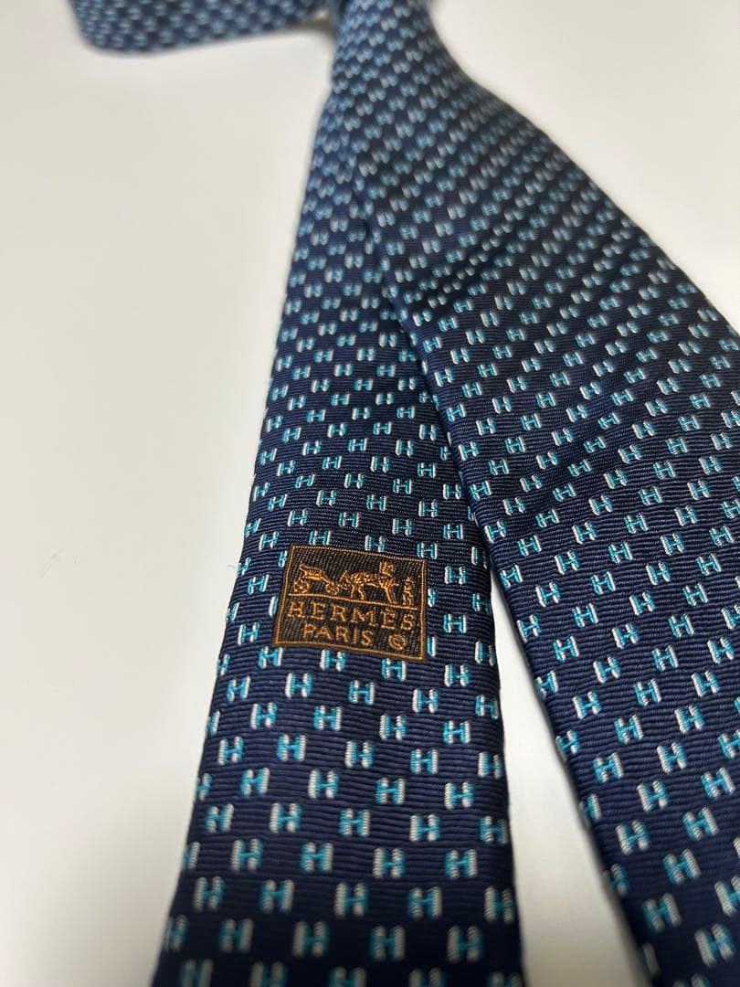 エルメス　HERMES フランボワイヤン・ウェブネクタイ　H柄