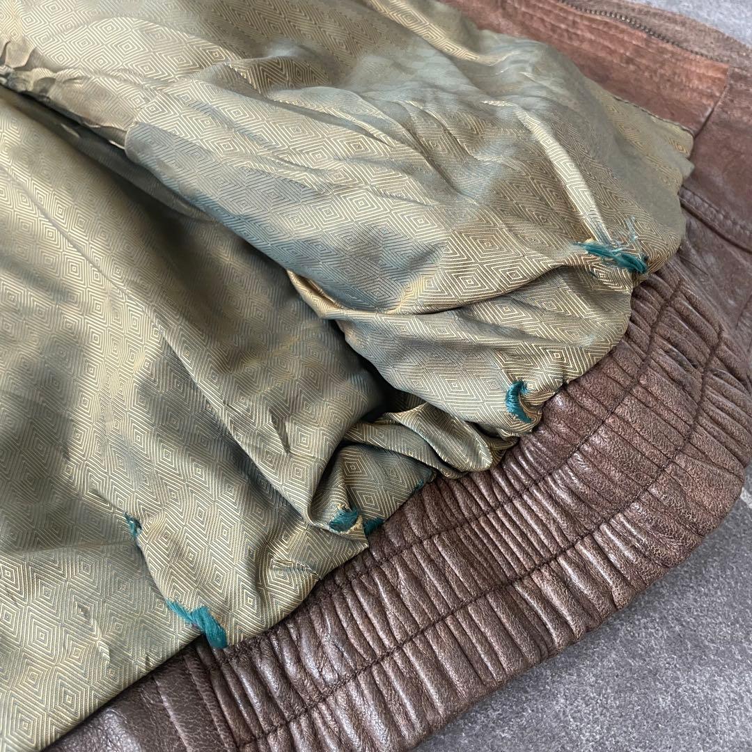 80s ヴィンテージ 本革 ダブルカラーレザージャケット ブラウン 52