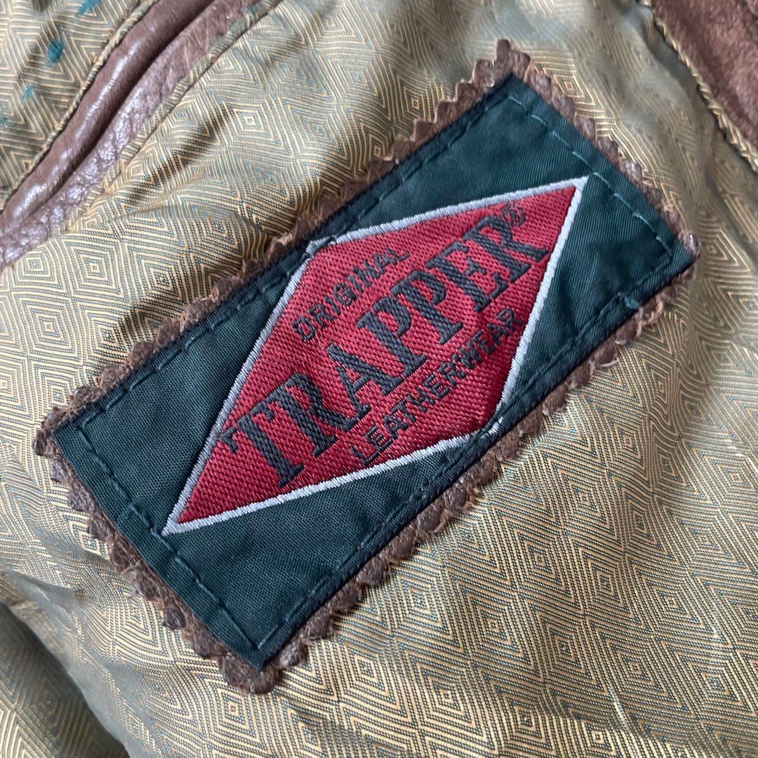 80s ヴィンテージ 本革 ダブルカラーレザージャケット ブラウン 52