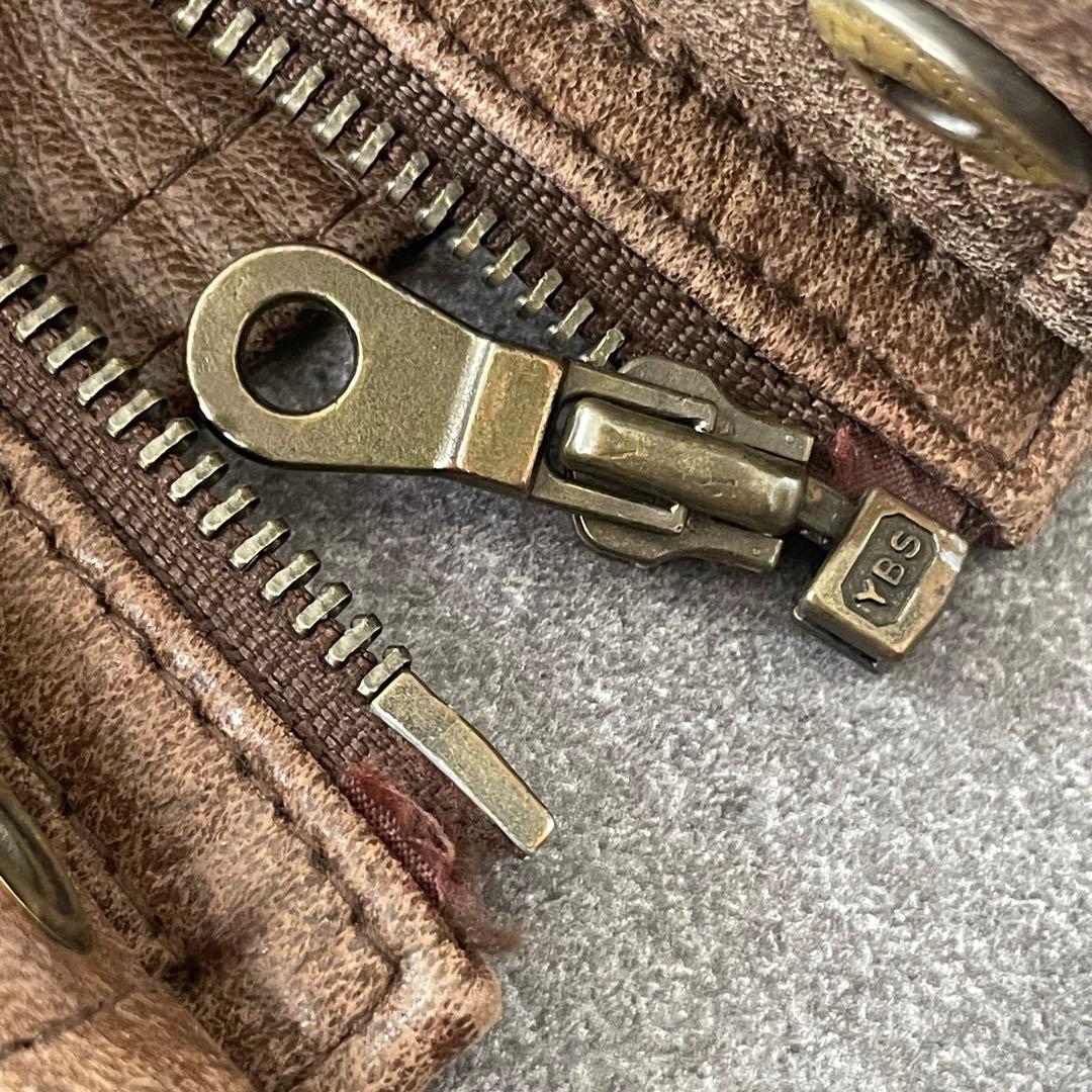 80s ヴィンテージ 本革 ダブルカラーレザージャケット ブラウン 52