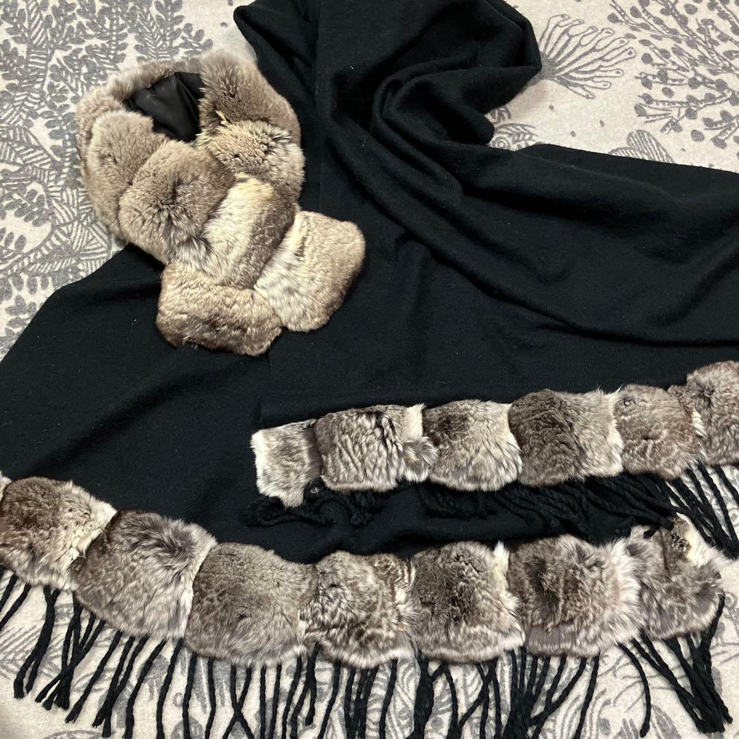 チンチラ２点！人口繁殖個体 ＊超大判カシミヤストール ＊ティペット