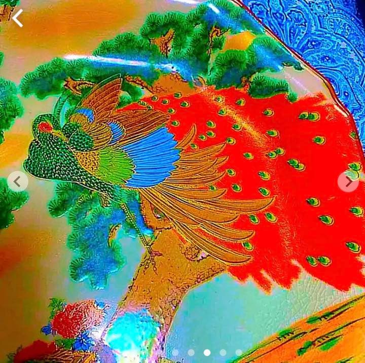 金運爆上げ　秘蔵品出品　幸運呼ぶ30cm本物伊万里焼き大皿　双孔雀と松の図