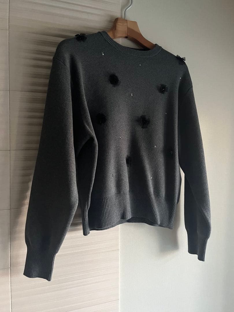 ユナイテッドアローズ コットンカシミヤビジューニット グレー 定価26,950円