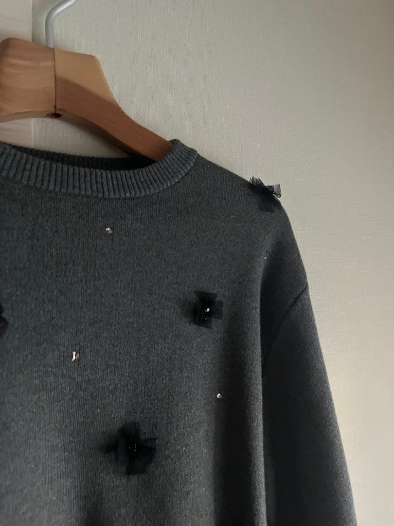 ユナイテッドアローズ コットンカシミヤビジューニット グレー 定価26,950円