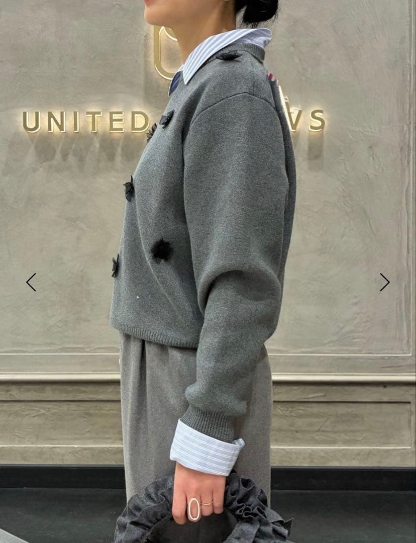 ユナイテッドアローズ コットンカシミヤビジューニット グレー 定価26,950円