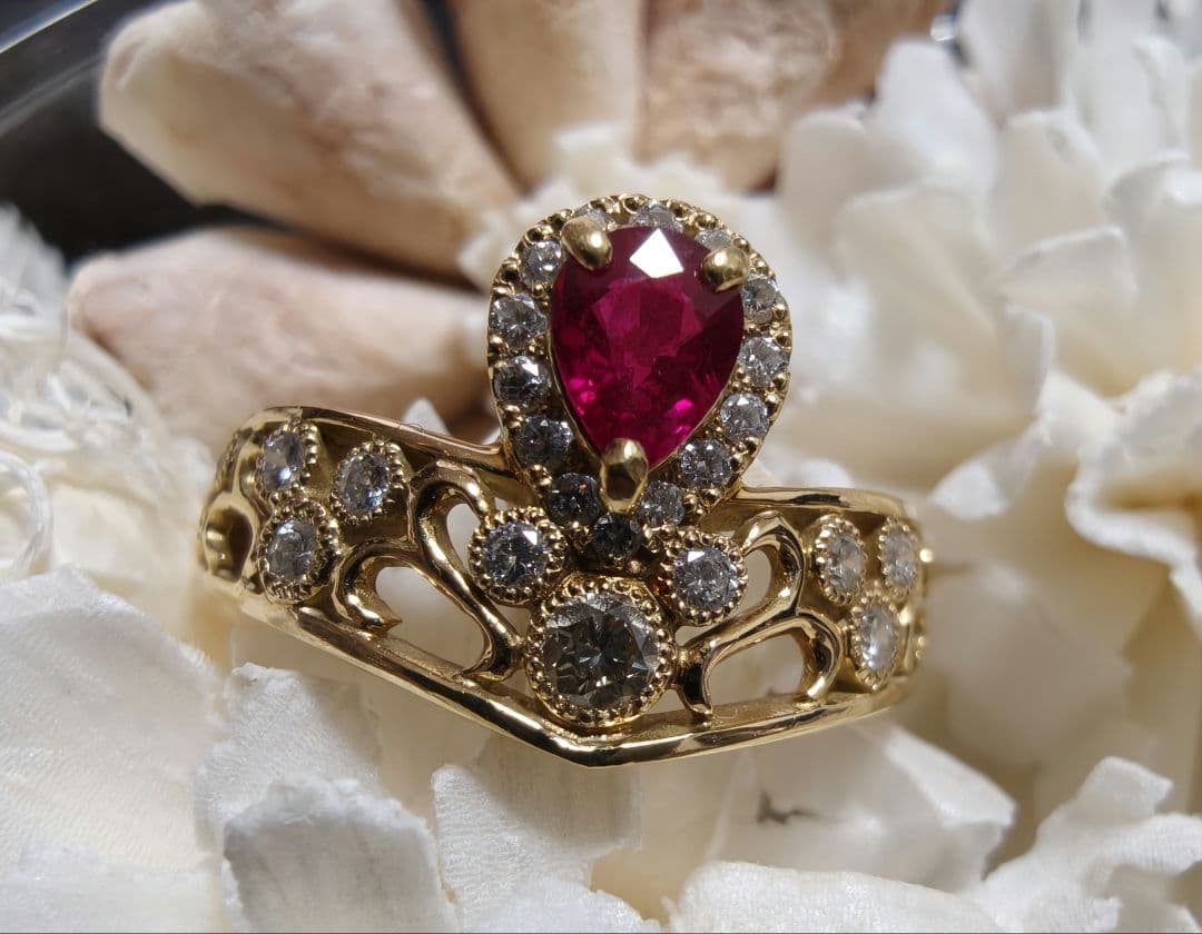 タイムセール❗️k18ルビーダイヤモンドリング