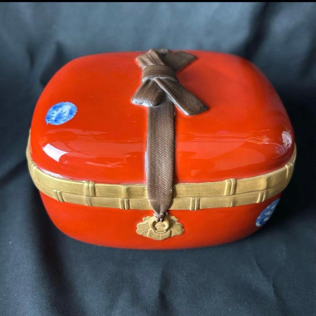 希少！ 深川製磁 百年庵 外赤丸紋 陶箱