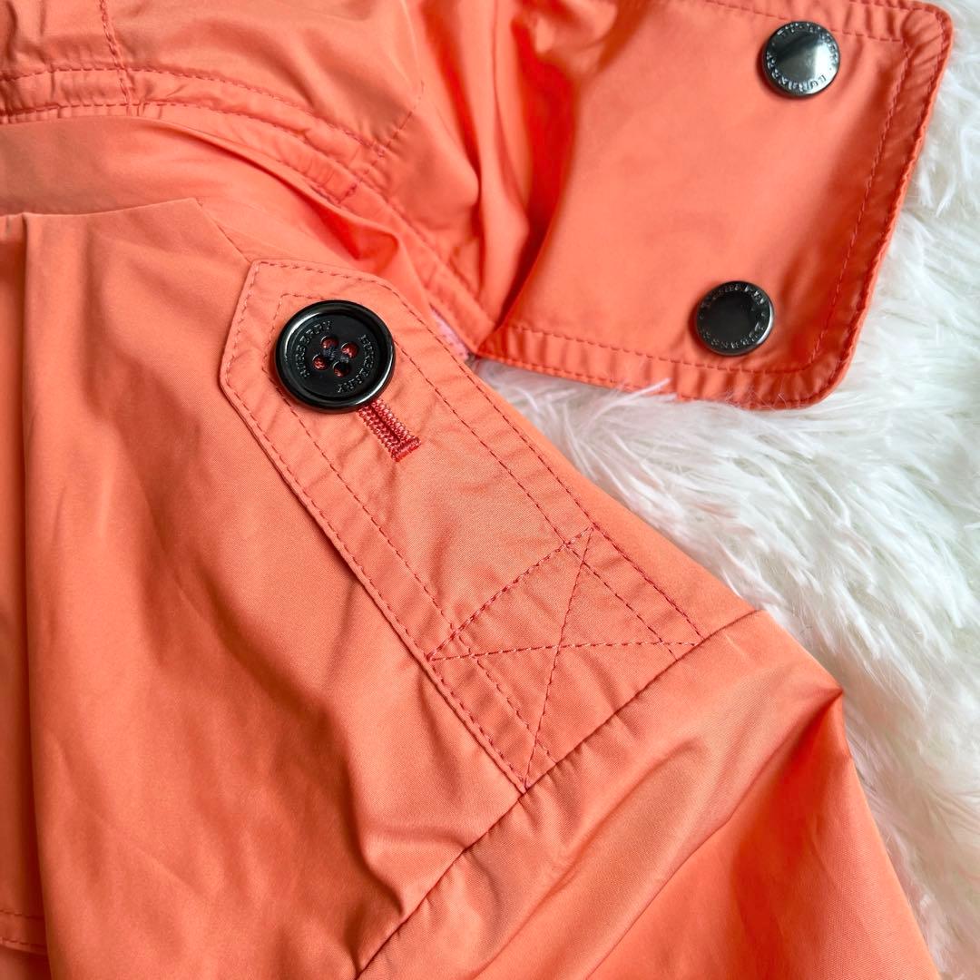極美品　バーバリー　撥水加工　オレンジ　多機能ハーフコート　ベルト　フード