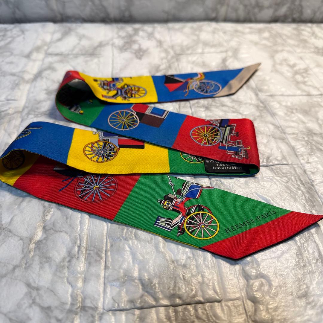 差し色✨エルメス　ツイリー　マルチカラー　美品