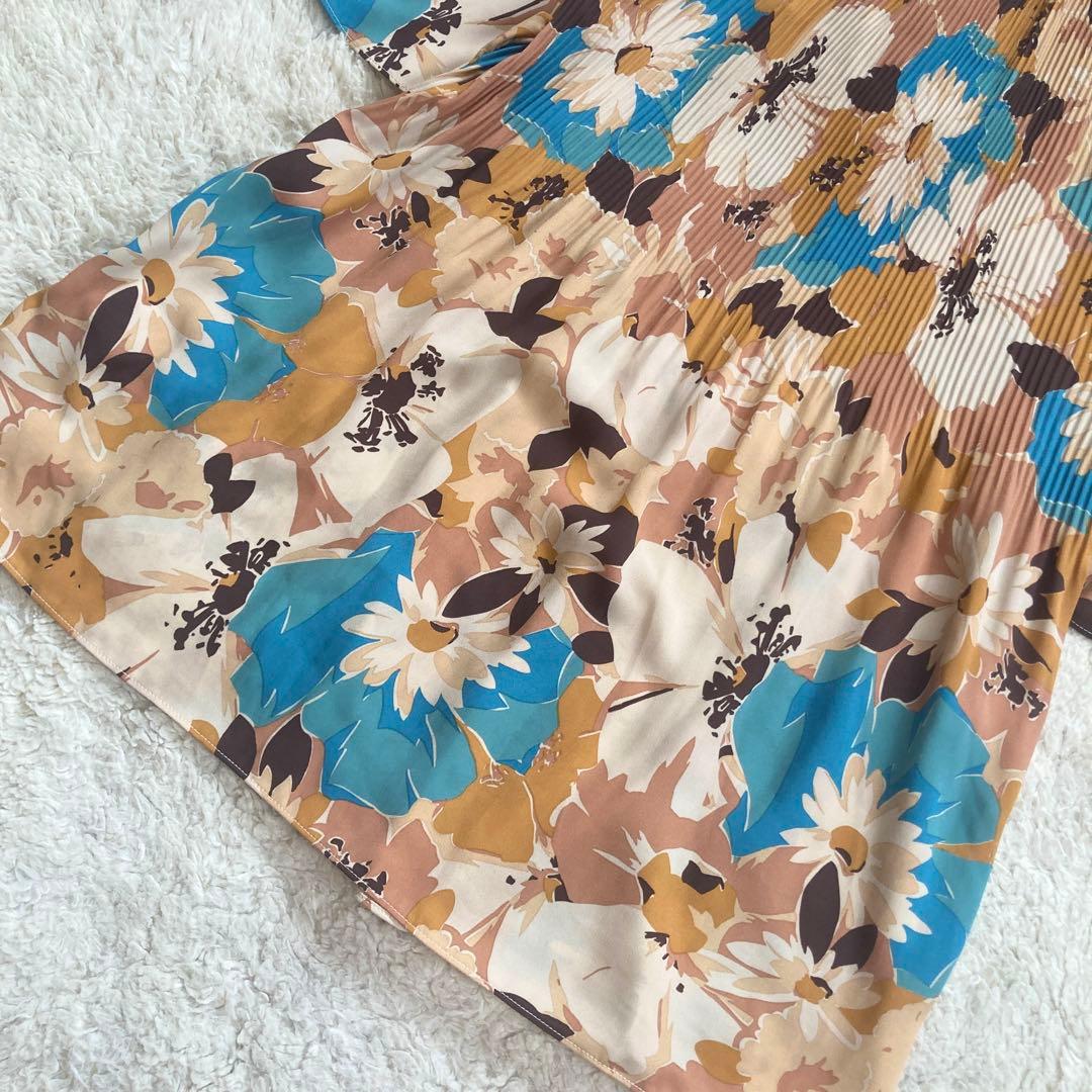 未使用級・24SS✨ローレンラルフローレン　ボウタイプリーツブラウス　花柄　S位