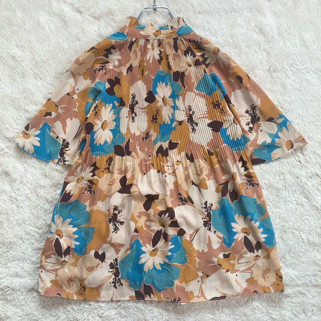 未使用級・24SS✨ローレンラルフローレン　ボウタイプリーツブラウス　花柄　S位