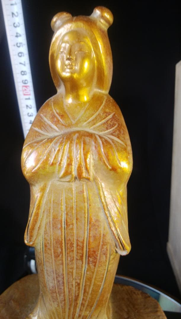 正月縁起/日本の乙女・天平美人★富永直樹ブロンズ彫刻像【吉祥】干支/金彩色天女③