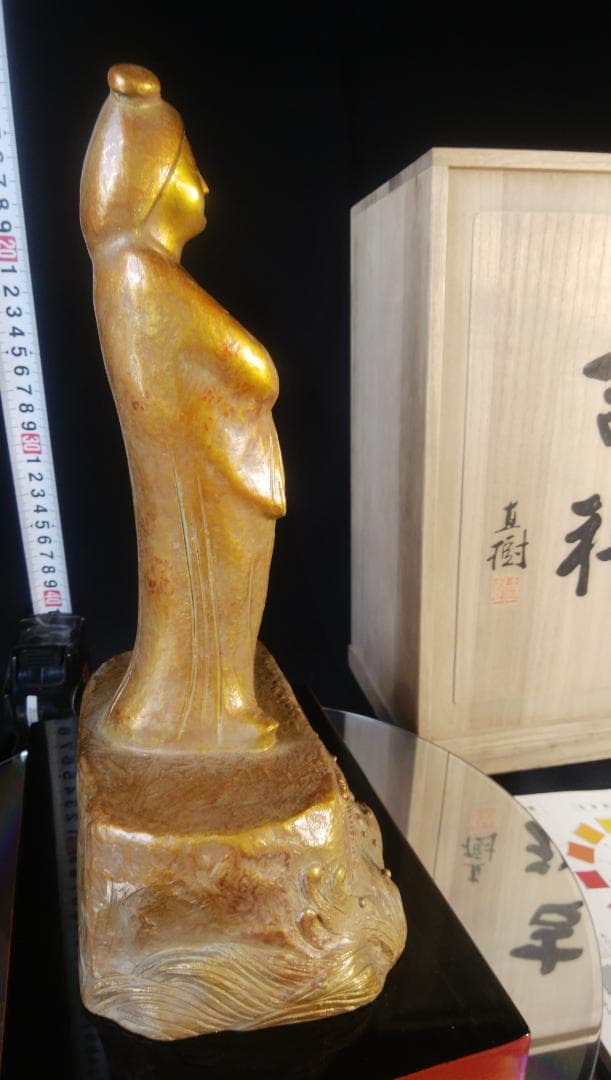 正月縁起/日本の乙女・天平美人★富永直樹ブロンズ彫刻像【吉祥】干支/金彩色天女③