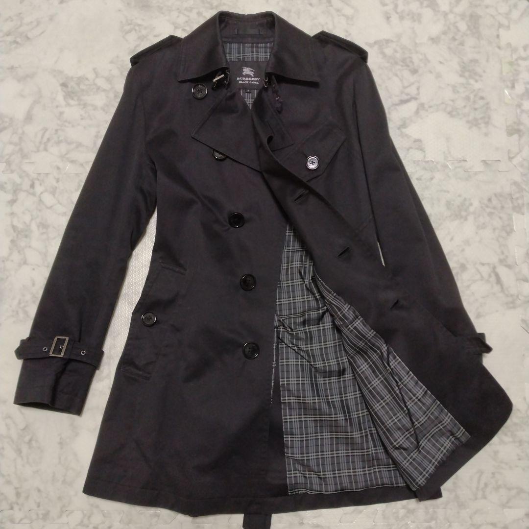 バーバリー ブラックレーベル トレンチコート チェックベルト ブラックサイズS