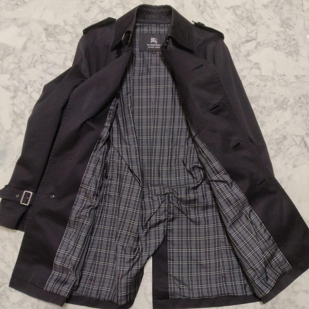 バーバリー ブラックレーベル トレンチコート チェックベルト ブラックサイズS