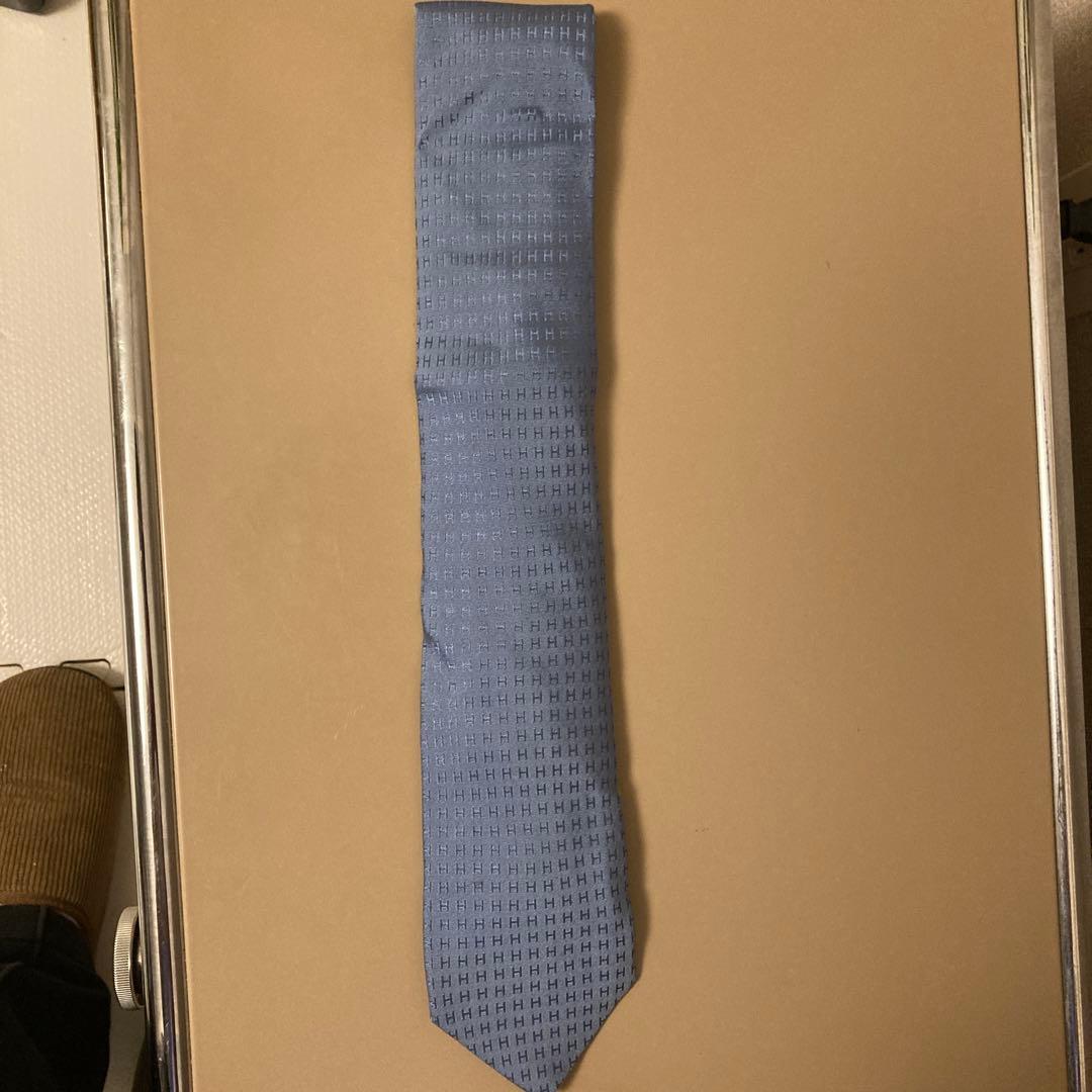 HERMES シルク ネクタイ 青