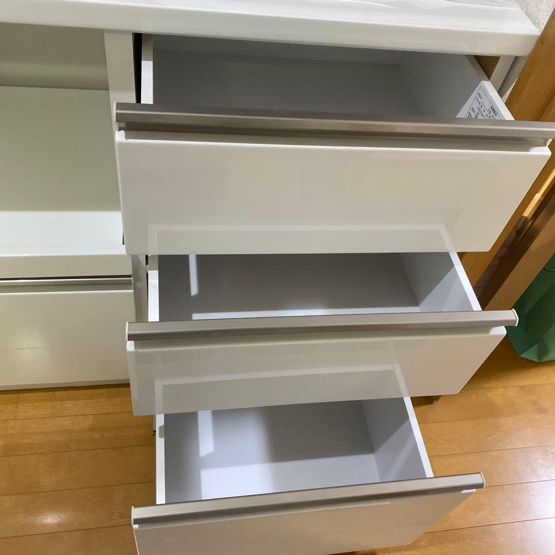 ホワイト 引き出し式キッチン収納 3段