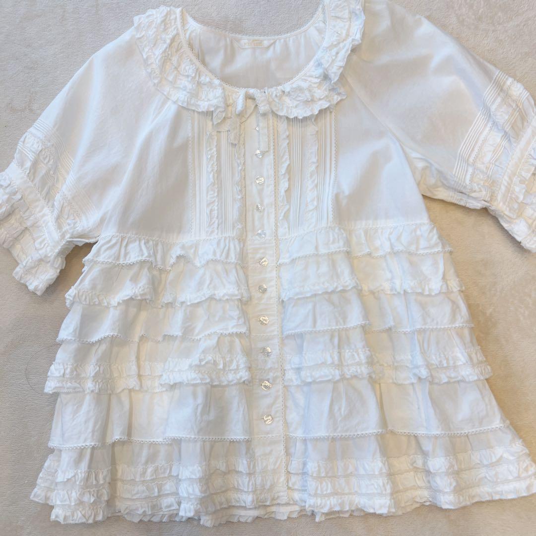 【美品】ピンクハウス　段々ピコフリルブラウス