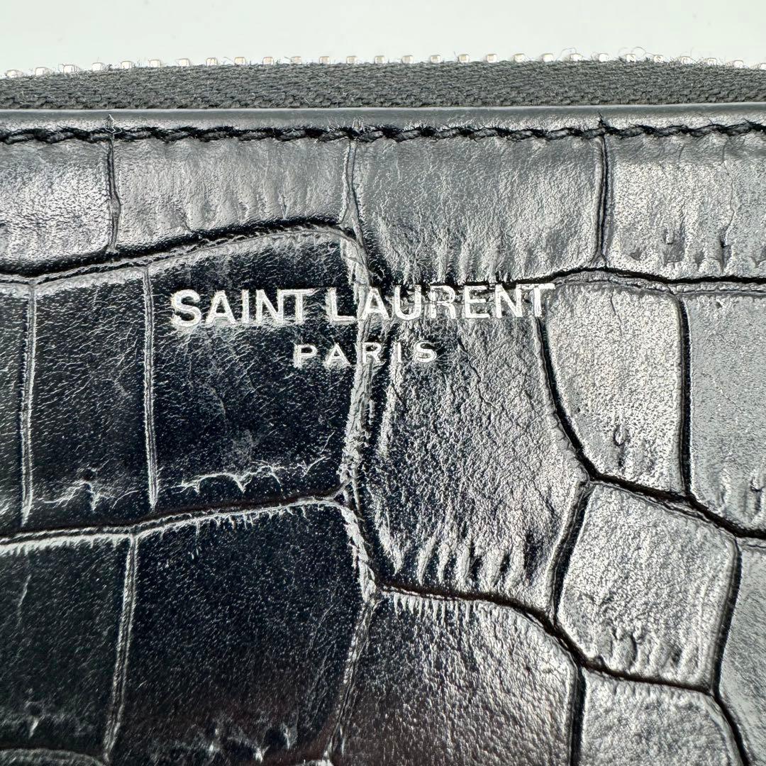 SAINT LAURENNT サンローラン　ケース　クロコ型押し　ブラック