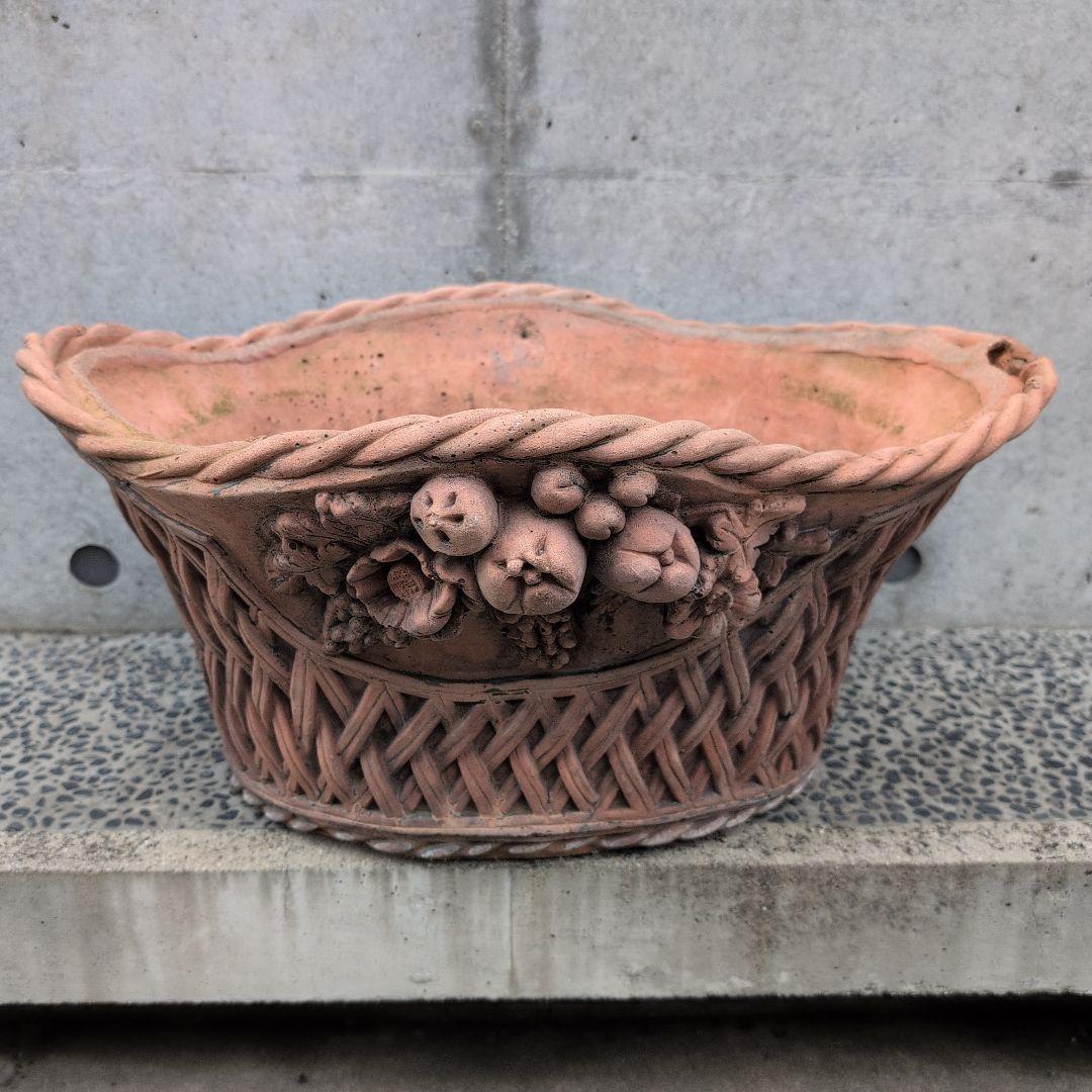 テラコッタ鉢　テラコッタ植木鉢　楕円形　　お買い得　希少　バラクラ購入 大サイズ