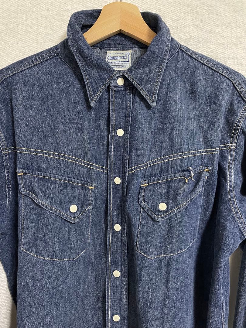 60s 白タグ SEARS ROEBUCKS デニムシャツ ウエスタン シアーズ