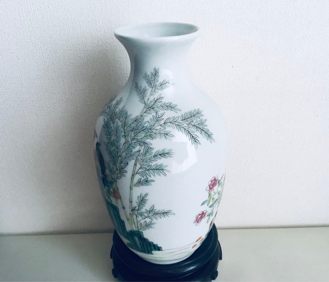 清朝乾隆宮廷琺琅彩竹菊鹌鹑图瓶 稀少芸術珍品 （上海博物館監製）