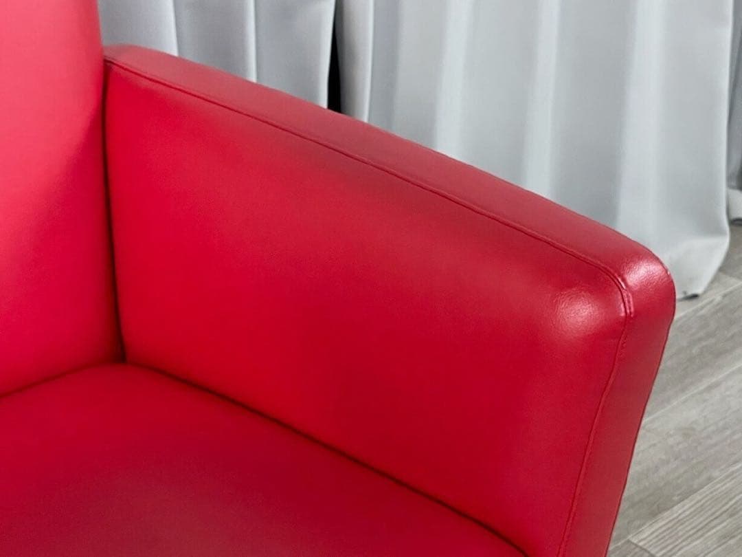 レザー　swivel chair スウィベルチェア 赤　1人掛けソファ　回転椅子