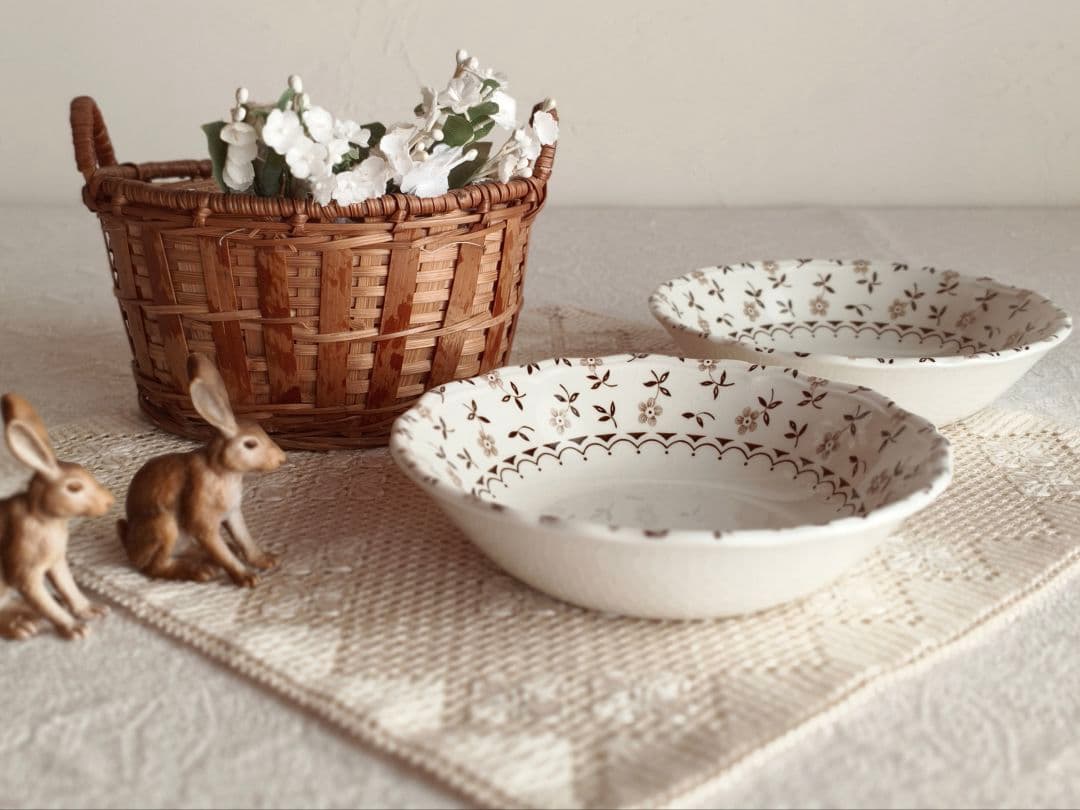 【mkuさま】vintage plate ❀ 優しい 小花柄の 深皿 a