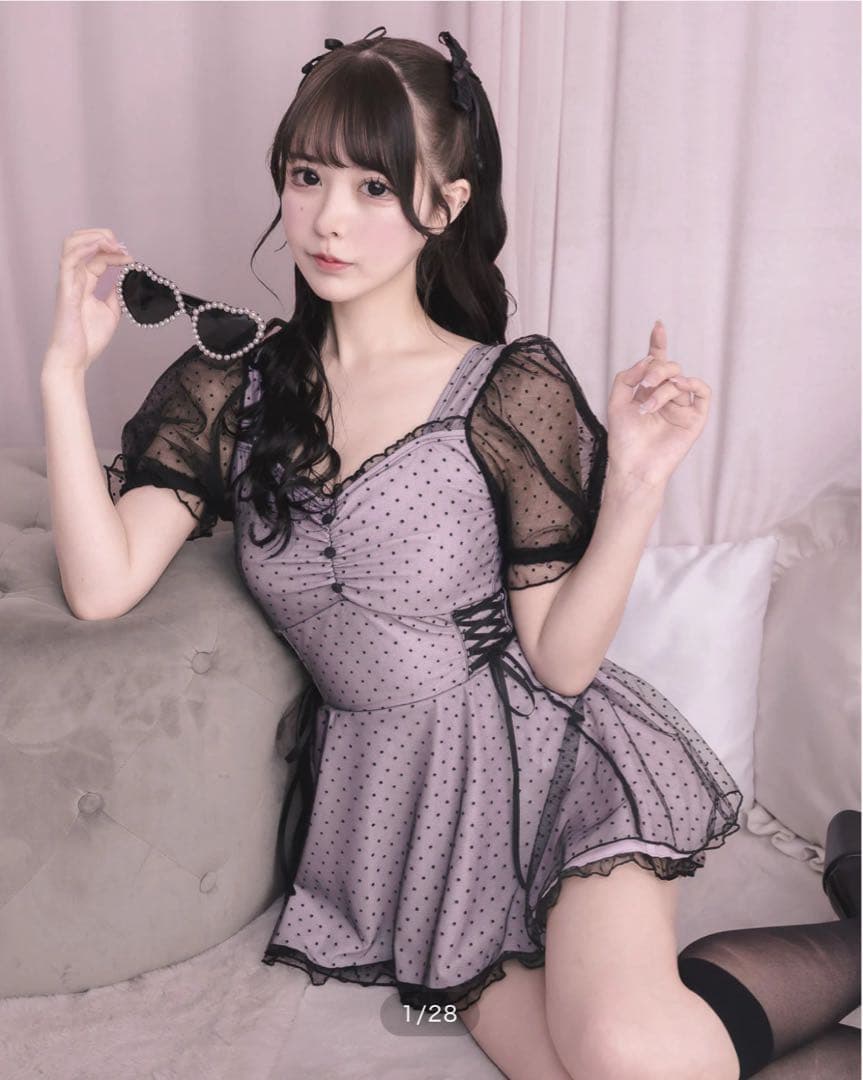 pium ドットチュールワンピース スイムウェア 水着