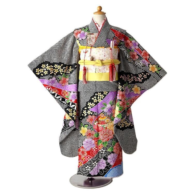 【のびーフルセット（草履バッグ以外）】7歳 女の子 着物 7-023