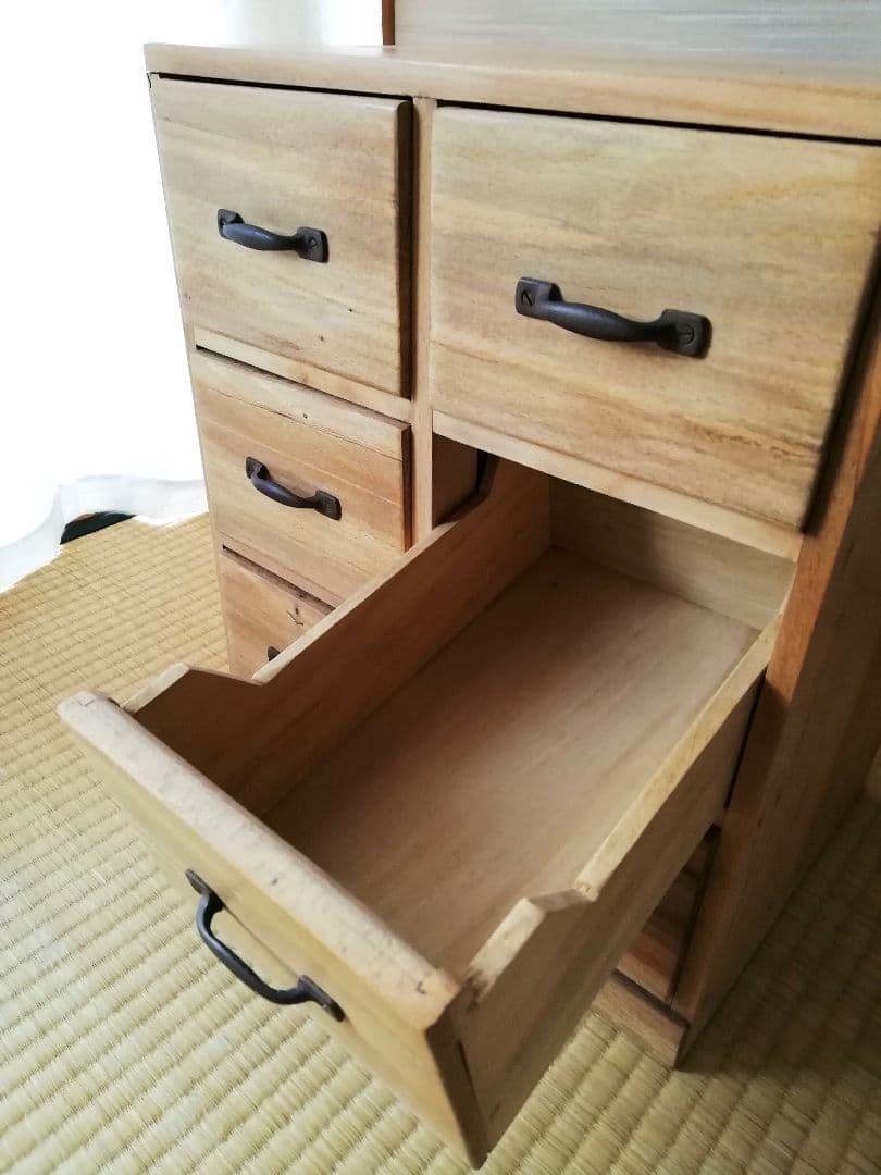 古道具　ブナの小引き出し　6杯　昭和アンティーク