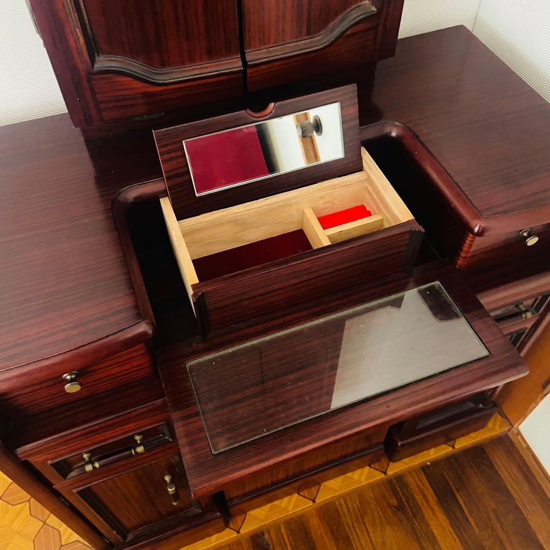 【三面鏡】ドレッサー 椅子付き 紫檀 レトロ