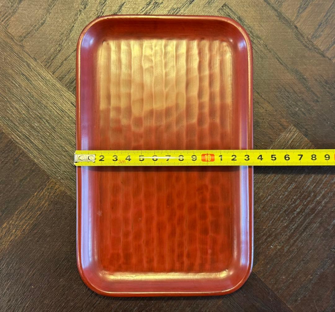 【新品】宮内省ご用品製作 博古堂 鎌倉彫 漆塗り角盆 銘あり 21×13.5cm