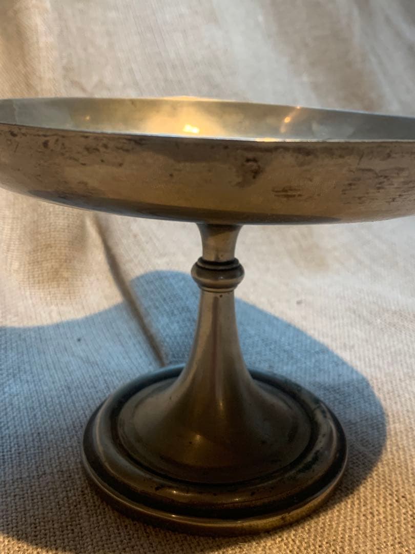 フランスアンティーク コンポティエ シルバー高台　刻印あり