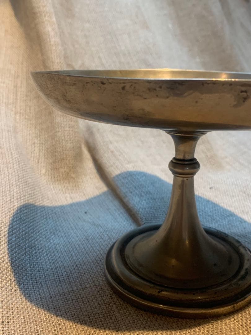 フランスアンティーク コンポティエ シルバー高台　刻印あり