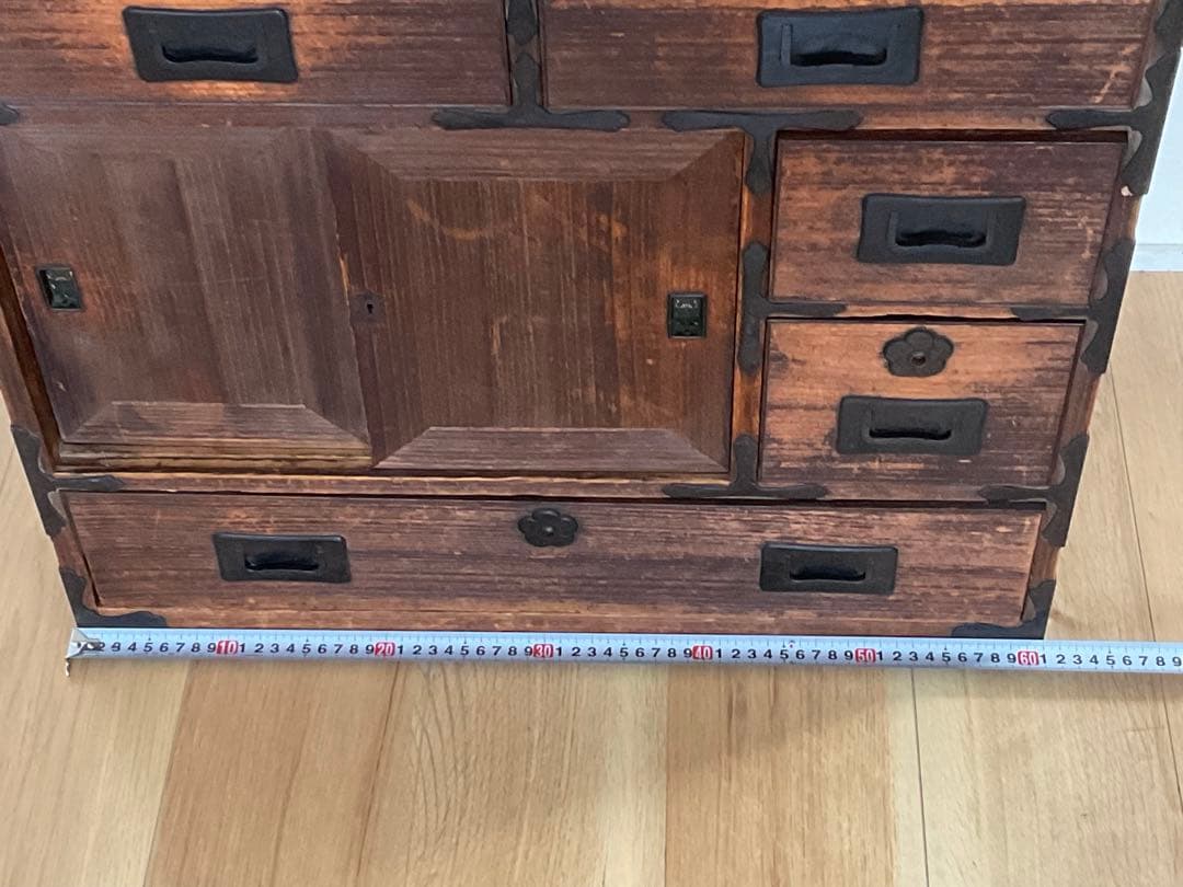 古家具　桐箪笥　引き戸七宝細工　引き手収納型　アンティーク　古道具