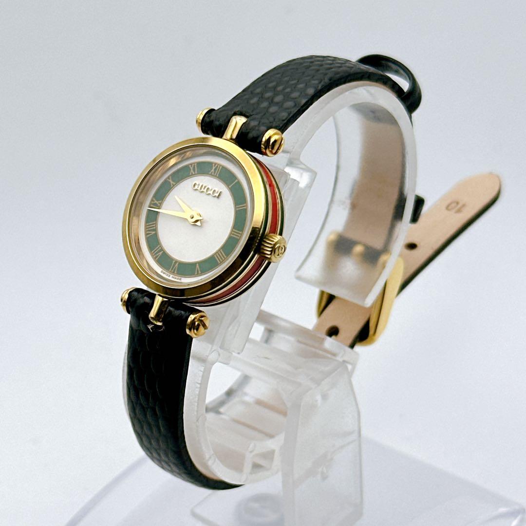 美品 稼動 GUCCI グッチ 2040L レディース腕時計 グリーン ゴールド